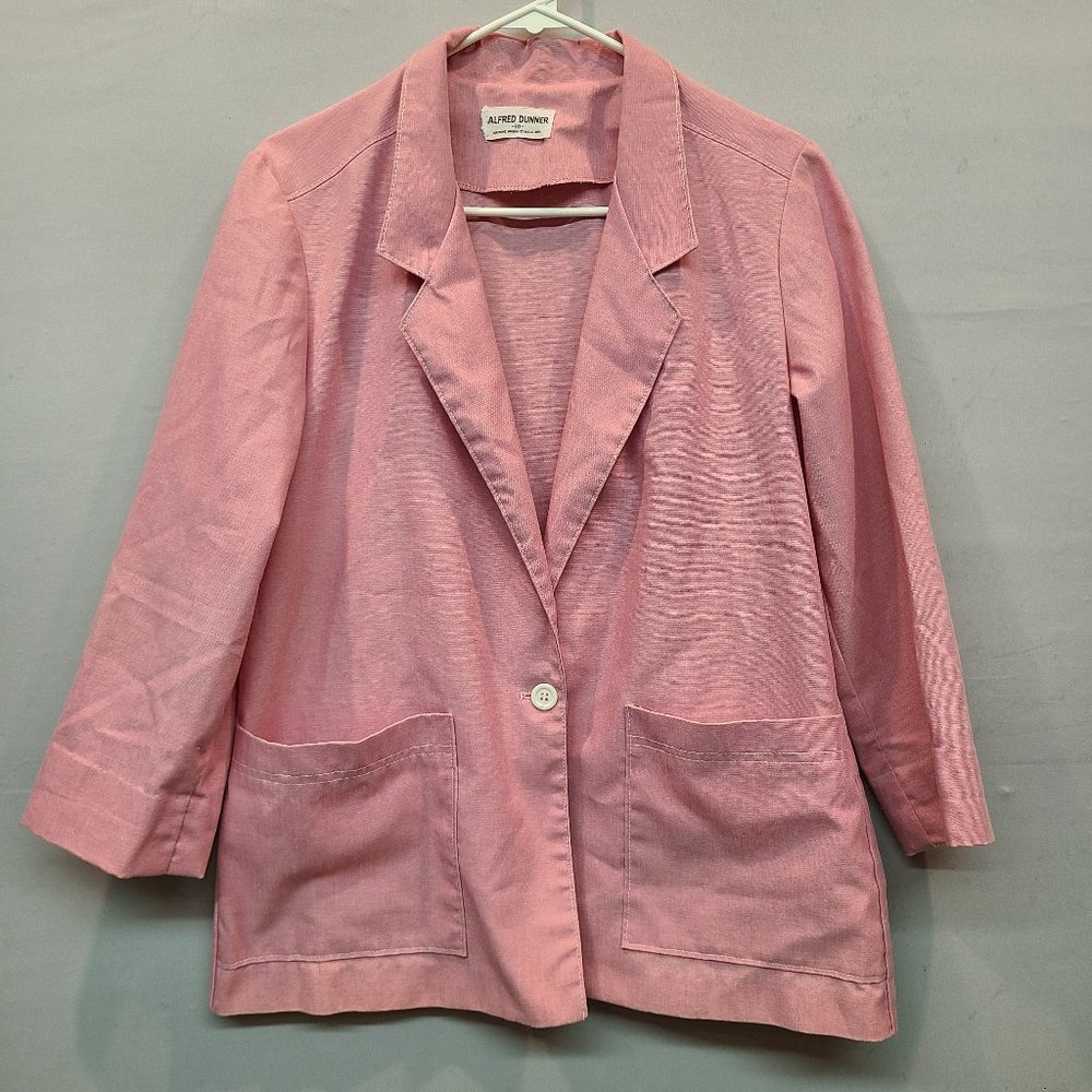 Alfred Dunner Blazer Pink Vintage Front Pockets Womens 10
